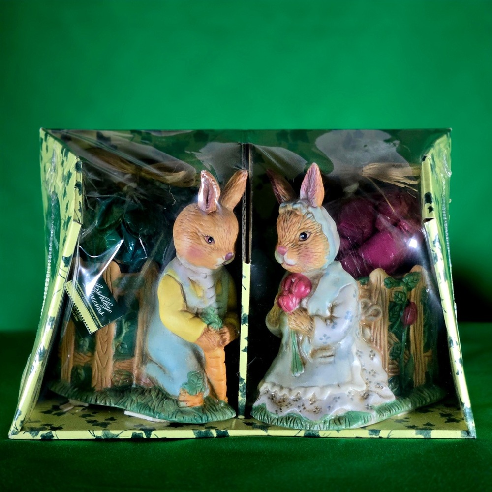 NRFB 1990s Vintage Ashley Downs Ceramic Easter Bunny Candy Dishes set of 2